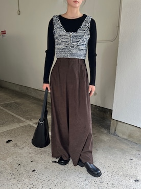 「アイテム（スリッポン）」を使った、SELECT MOCA SNAPさん（レディース・158cm）の秋コーディネート