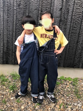 「GLOBAL WORK（グローバルワーク）のアイテム（オールインワン・サロペット）」を使った、..YxYsah..さん（キッズ・140cm）の春コーディネート