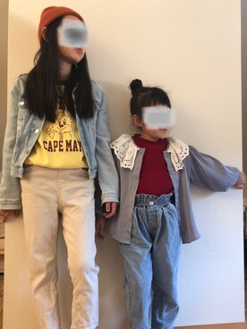 「H&M（エイチ・アンド・エム）のアイテム（デニムジャケット）」を使った、..YxYsah..さん（キッズ・130cm）の冬コーディネート
