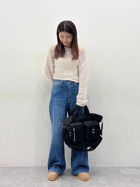 「JEANASIS（ジーナシス）のナイロンポケットトート/637885（トートバッグ、ブラック系）」を使った、ちゃやかさん（レディース・167cm）の冬コーディネート