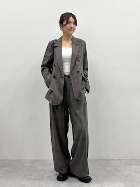 「JEANASIS（ジーナシス）の2WAYバックルサボ/1066512（モカシン/デッキシューズ、ブラック系）」を使った、ちゃやかさん（レディース・168cm）の夏コーディネート