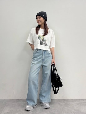 「JEANASIS（ジーナシス）の【抗菌防臭テープ付き】キリカエボリュームローファー/573242（ローファー、シルバー系）」を使った、ちゃやかさん（レディース・167cm）の春コーディネート