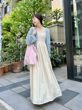 「アイテム（エコバッグ/サブバッグ）」を使った、MihoUesugiさん（レディース・154cm）の春コーディネート