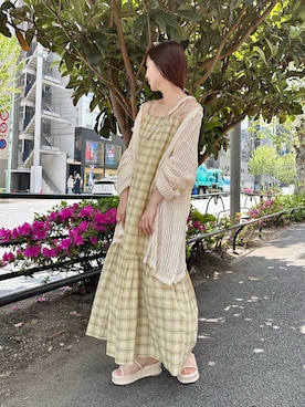 「アイテム（ワンピース）」を使った、MihoUesugiさん（レディース・154cm）の春コーディネート