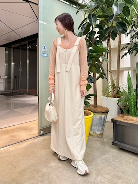 「Kastane」｜「アイテム（ジャンパースカート）」を使った、MihoUesugiさん（レディース・154cm）の冬コーディネート