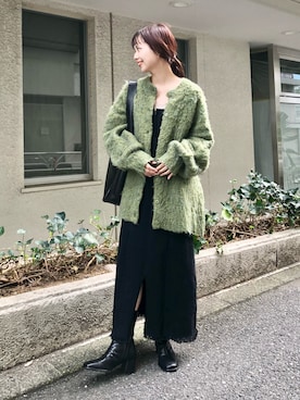 「Kastane」｜「アイテム（ジャンパースカート）」を使った、MihoUesugiさん（レディース・154cm）の秋コーディネート