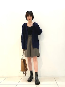 「ケーブルカーディガン」｜「アイテム（ブーツ）」を使った、eriさん（レディース・166cm）の秋コーディネート