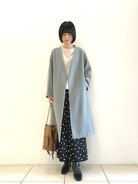 「ドットスカート」｜「アイテム（その他アウター）」を使った、eriさん（レディース・166cm）の冬コーディネート