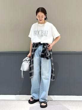 「YECCA VECCA（イェッカヴェッカ）のアイテム（パンツ）」を使った、k..さん（レディース・157cm）の夏コーディネート