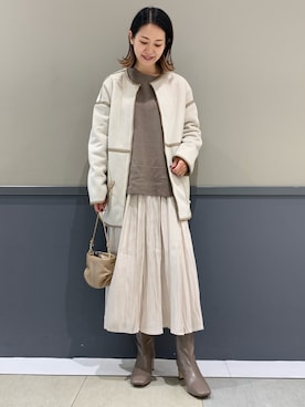 「YECCA VECCA（イェッカヴェッカ）のアイテム（ムートンコート）」を使った、k..さん（レディース・156cm）の冬コーディネート