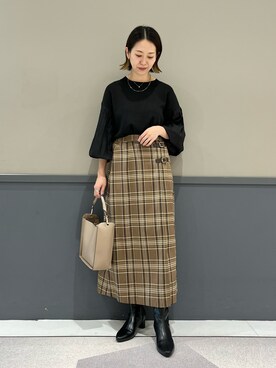 「YECCA VECCA（イェッカヴェッカ）のアイテム（スカート）」を使った、k..さん（レディース・157cm）の秋コーディネート
