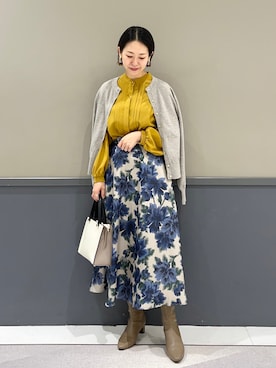 「マスタード」｜「アイテム（アクセサリー）」を使った、k..さん（レディース・157cm）の秋コーディネート