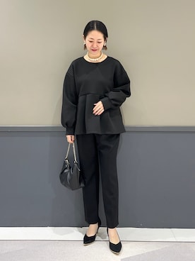 「袖ボリューム」｜「アイテム（スラックス）」を使った、k..さん（レディース・157cm）の冬コーディネート