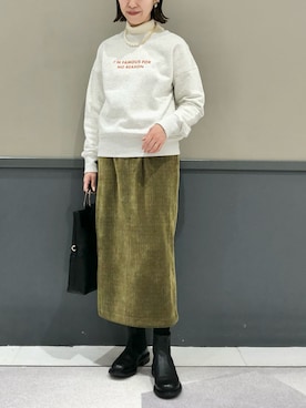 「リブニット」｜「アイテム（スウェット）」を使った、k..さん（レディース・157cm）の冬コーディネート