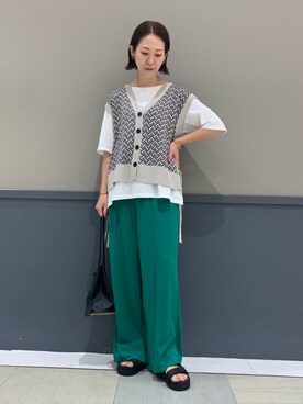 「YECCA VECCA（イェッカヴェッカ）のアイテム（カーディガン/ボレロ）」を使った、k..さん（レディース・157cm）の夏コーディネート