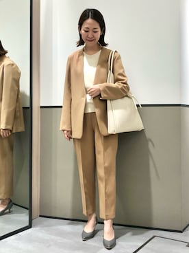 「YECCA VECCA（イェッカヴェッカ）のアイテム（ノーカラージャケット）」を使った、k..さん（レディース・157cm）の春コーディネート