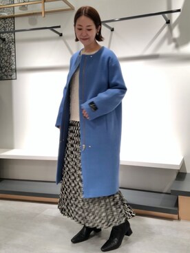 「カラーコート」｜「アイテム（ノーカラーコート）」を使った、k..さん（レディース・157cm）の秋コーディネート