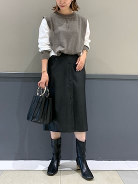 「シャツ×ニット」｜k..さん（レディース・156cm）の秋コーディネート