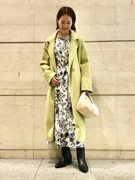 「カラーコート」｜「アイテム（ワンピース/ドレス）」を使った、k..さん（レディース・157cm）の冬コーディネート
