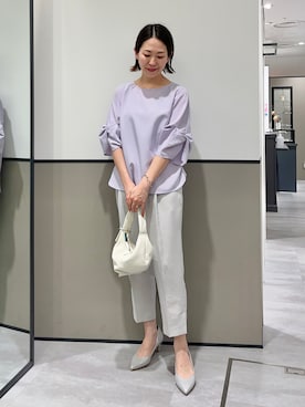 「袖ボリューム」｜「アイテム（アクセサリー）」を使った、k..さん（レディース・157cm）の夏コーディネート