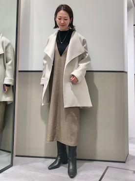 「YECCA VECCA（イェッカヴェッカ）のアイテム（ジャンパースカート）」を使った、k..さん（レディース・157cm）の冬コーディネート