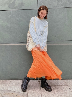 「IDEE（イデー）のアイテム（バッグ）」を使った、高千 真穂さん（レディース・165cm）の春コーディネート