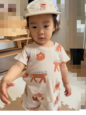 「ZARA KIDSのアイテム（キャップ、ホワイト系）」を使った、shiika＊さん（キッズ・80cm）の夏コーディネート