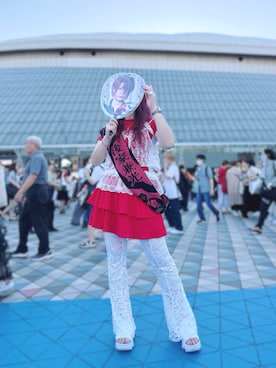 「SHEINのアイテム（キャミソール、ホワイト系）」を使った、🦀さん（レディース・161cm）の夏コーディネート