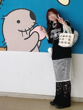 「Onitsuka Tiger（オニツカタイガー）のDENTIGRE LS / デンティグレ エルエス（スニーカー、ブラック系）」を使った、🦀さん（レディース・161cm）の夏コーディネート