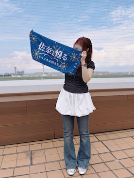 「SHEINのアイテム（スカート、ホワイト系）」を使った、🦀さん（レディース・161cm）の夏コーディネート