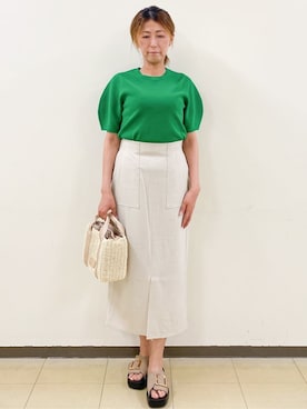 「アイテム（ショルダーバッグ、ゴールド系）」を使った、miさん（レディース・164cm）の春コーディネート