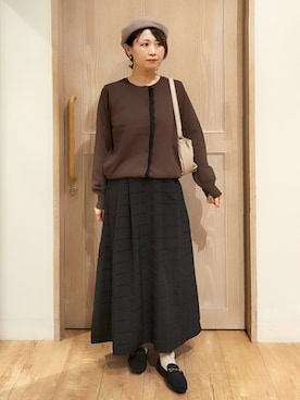 「アイテム（キャスケット）」を使った、YUKIさん（レディース・156cm）の秋コーディネート