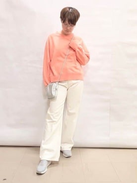 「アイテム（スウェット、オレンジ系）」を使った、natsushoola727さん（レディース・162cm）の春コーディネート