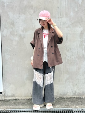 「Heather（ヘザー）のアイテム（パンツ）」を使った、Neneさん（レディース・152cm）の夏コーディネート