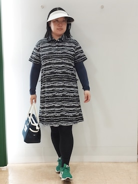 「adabat（アダバット）のUVクリップバイザー（サンバイザー、ホワイト系）」を使った、とみーさん（レディース・155cm）の夏コーディネート