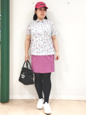 「adabat（アダバット）のアイテム（キャップ）」を使った、とみーさん（レディース・155cm）の春コーディネート