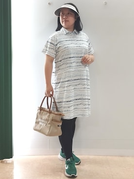 「アイテム（サンバイザー）」を使った、とみーさん（レディース・155cm）の夏コーディネート