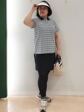 「adabat（アダバット）のUVクリップバイザー（サンバイザー、ホワイト系）」を使った、とみーさん（レディース・155cm）の秋コーディネート