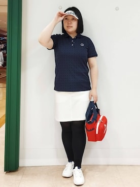 「adabat（アダバット）の【新レーベル ADABAT NAVY】サンデーズバイザー（サンバイザー、ホワイト系）」を使った、とみーさん（レディース・155cm）の春コーディネート