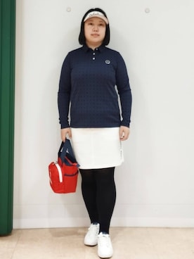 「adabat（アダバット）の【新レーベル ADABAT NAVY】サンデーズバイザー（サンバイザー、ホワイト系）」を使った、とみーさん（レディース・155cm）の春コーディネート