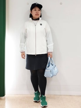 「adabat（アダバット）の【ADABAT NAVY】サルーキキャップ（キャップ、ブルー系）」を使った、とみーさん（レディース・155cm）の冬コーディネート