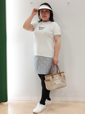 「adabat（アダバット）のUVクリップバイザー（サンバイザー、ホワイト系）」を使った、とみーさん（レディース・155cm）の夏コーディネート