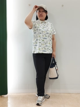 「adabat（アダバット）の【ADABAT NAVY】ツイルキャップ（キャップ、ベージュ系）」を使った、とみーさん（レディース・155cm）の秋コーディネート