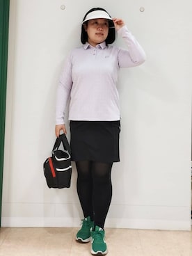 「adabat（アダバット）のUVクリップバイザー（サンバイザー、ホワイト系）」を使った、とみーさん（レディース・155cm）の春コーディネート