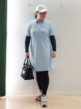 「adabat（アダバット）のラウンディッシュキャップ（キャップ、ホワイト系）」を使った、とみーさん（レディース・155cm）の夏コーディネート