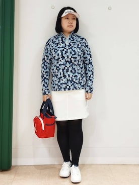 「adabat（アダバット）の【新レーベル ADABAT NAVY】サンデーズバイザー（サンバイザー、ホワイト系）」を使った、とみーさん（レディース・155cm）の春コーディネート