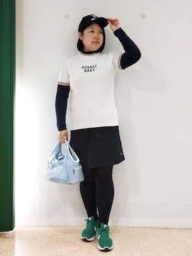 「adabat（アダバット）の【ADABAT NAVY】サルーキキャップ（キャップ、ブルー系）」を使った、とみーさん（レディース・155cm）の冬コーディネート