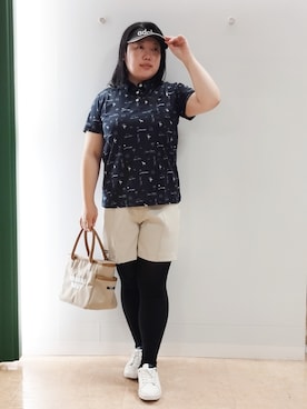 「アイテム（サンバイザー）」を使った、とみーさん（レディース・155cm）の夏コーディネート