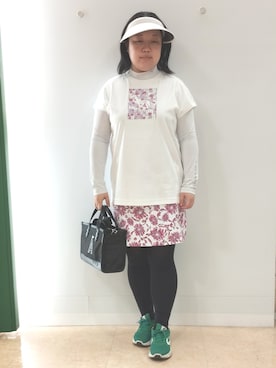 「アイテム（サンバイザー）」を使った、とみーさん（レディース・155cm）の春コーディネート