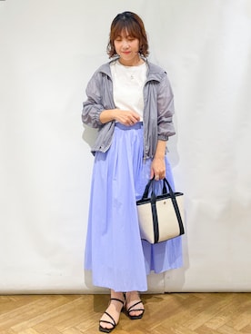 「index（インデックス）の【撥水】Everyday！すきブルゾン《イージーアイロン/洗濯機OK》（ブルゾン、グレー系）」を使った、なかさん（レディース・157cm）の春コーディネート